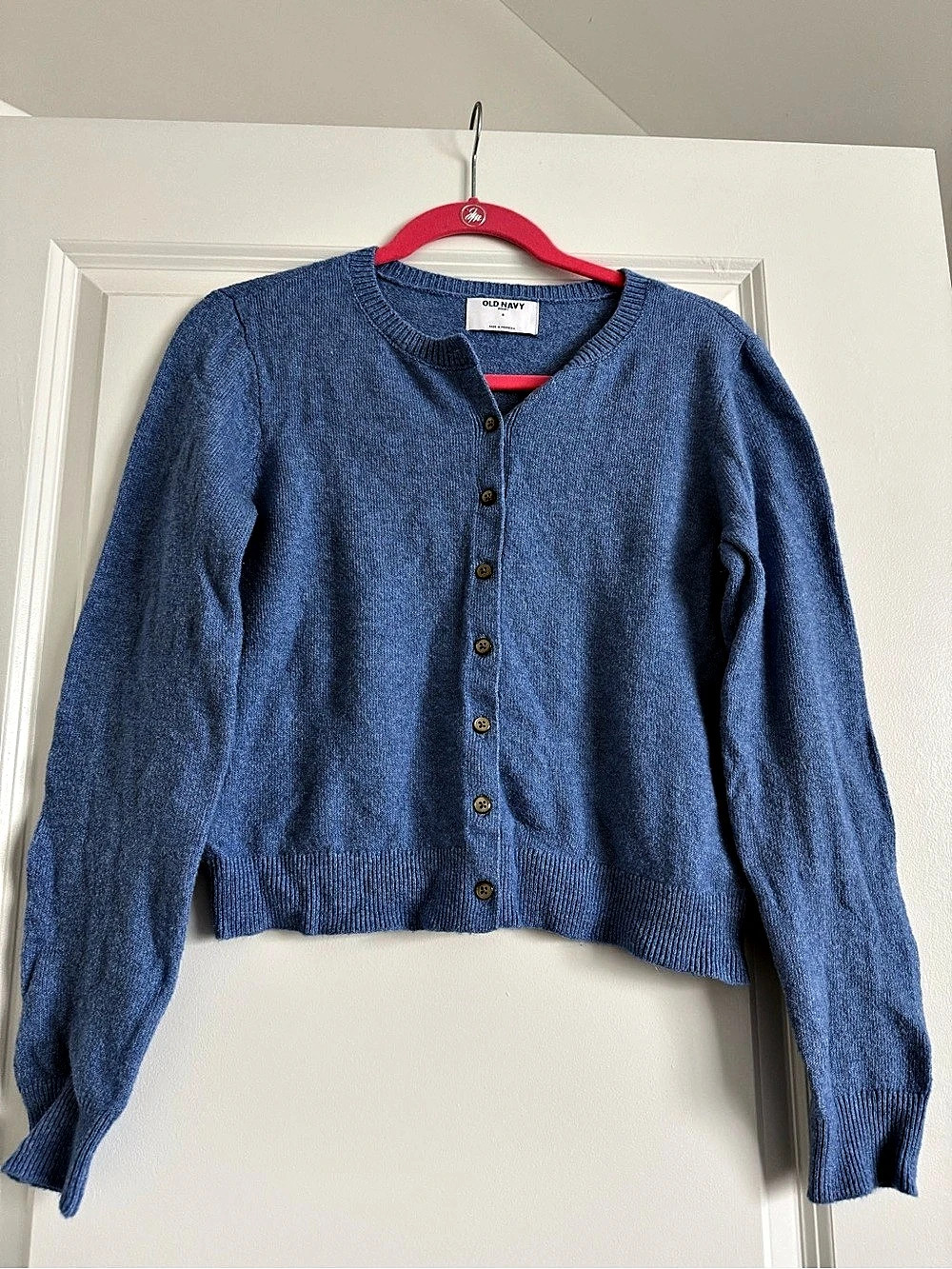 Old Navy SoSoft Cropped Crew-Neck Cardigan Blue